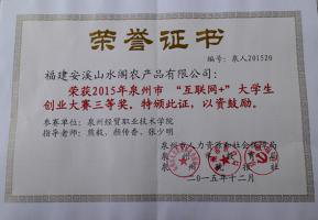 泉州市“互联网+”大学生创业大赛三等奖